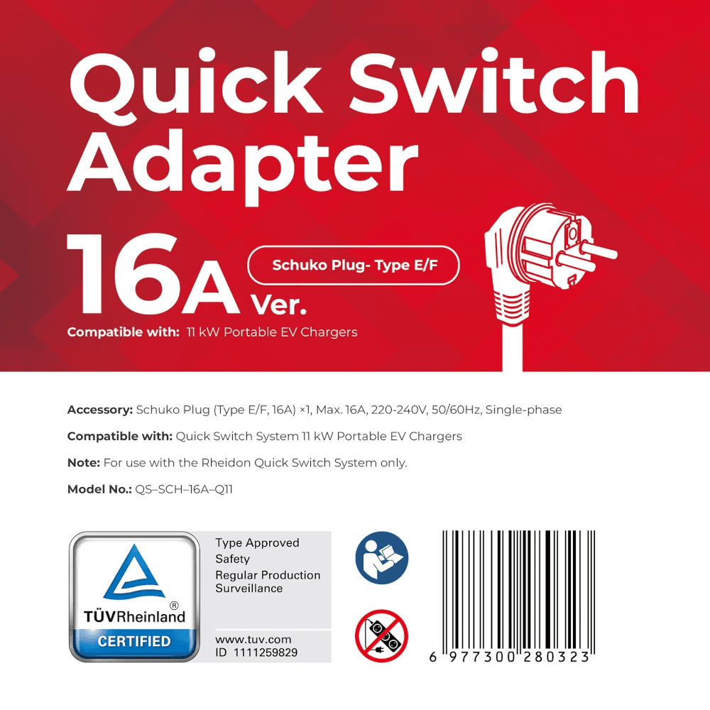 Rheidon Quick-Switch adaptér Schuko 16A pre PC200 Pro 11K